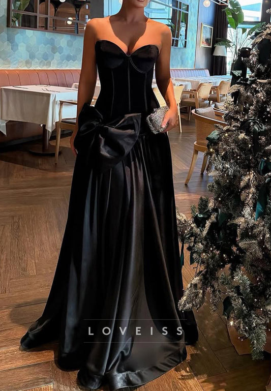 Sweetheart Evening Dress Bow A-Line Prom Dress