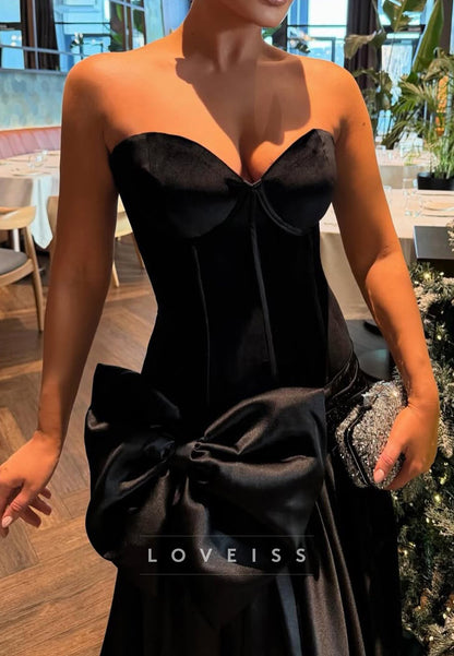 Sweetheart Evening Dress Bow A-Line Prom Dress