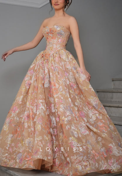 Sweetheart Floral Appliques A-Line Prom Dress
