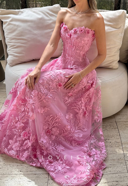 Sweetheart Floral Appliques A-Line Prom Dress