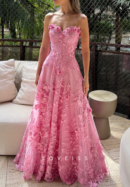 Sweetheart Floral Appliques A-Line Prom Dress