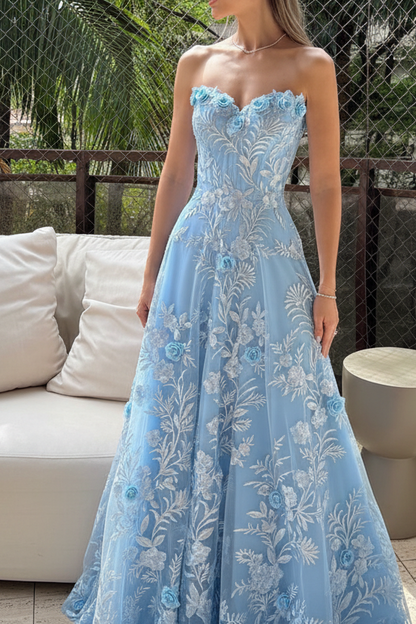 Sweetheart Floral Appliques A-Line Prom Dress