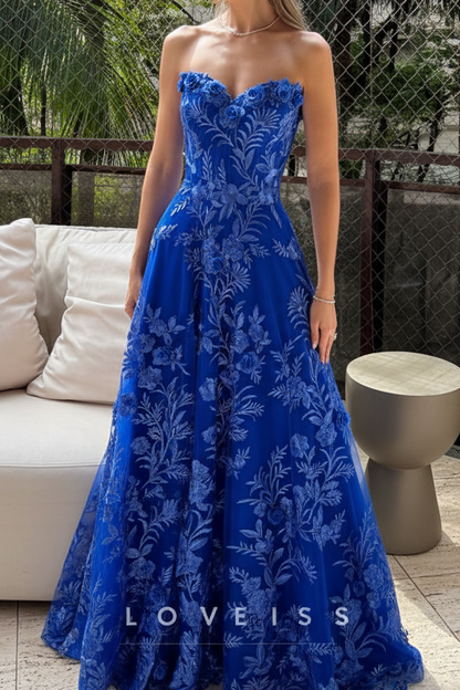 Sweetheart Floral Appliques A-Line Prom Dress