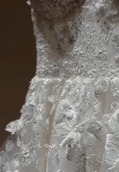 Sweetheart Floral Embellished A-Line Short Wedding Dress