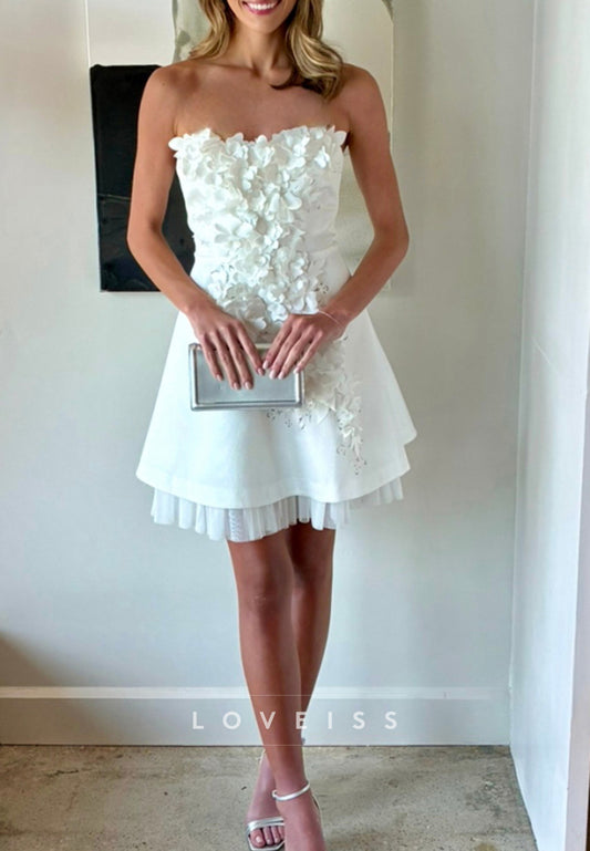 Sweetheart Floral Embellished Short A-Line Wedding Dress