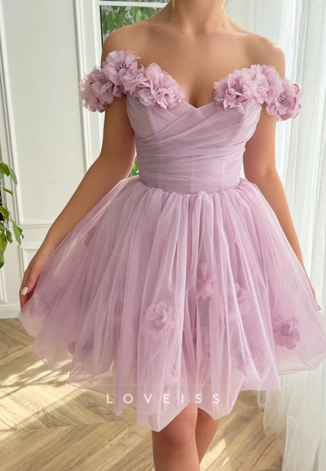 Sweetheart Floral Embellished Tulle A-Line Party Homecoming Dress