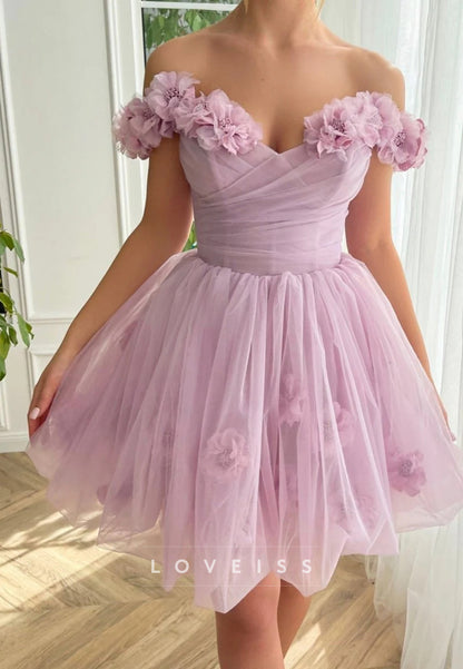 Sweetheart Floral Embellished Tulle A-Line Party Homecoming Dress