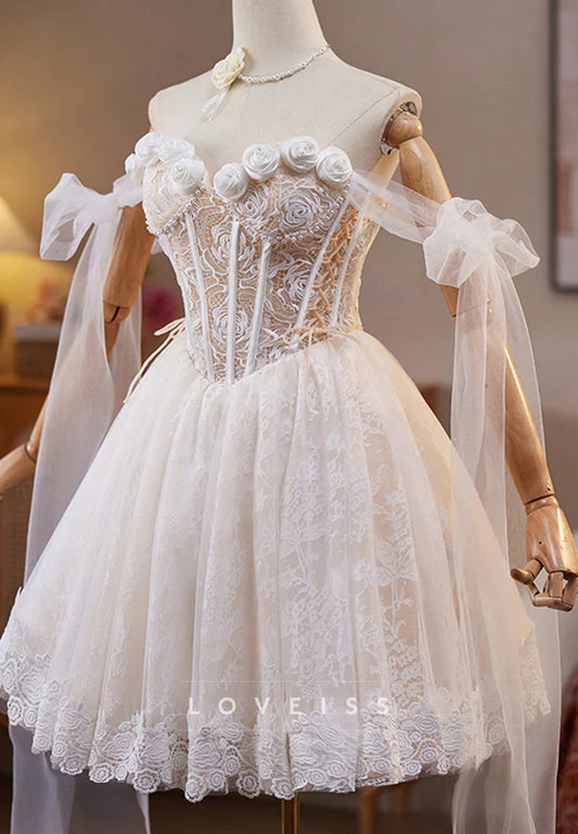 Sweetheart Floral Lace Appliques A-Line Party Homecoming Dress