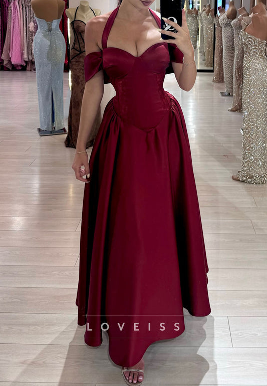 Sweetheart Halter Corset Prom Dress A-Line Evening Dress
