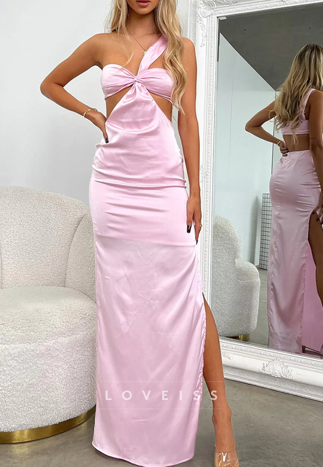 Sweetheart Illusion Side Slit Sheath Prom Dress
