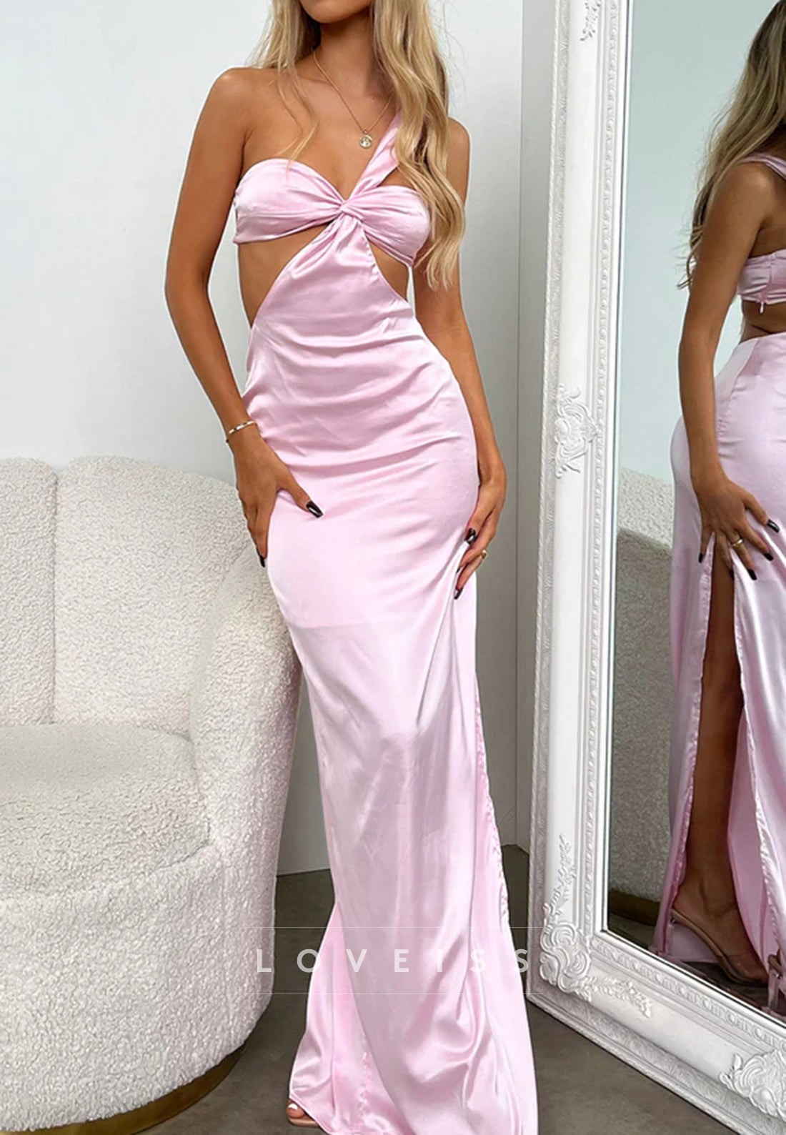 Sweetheart Illusion Side Slit Sheath Prom Dress