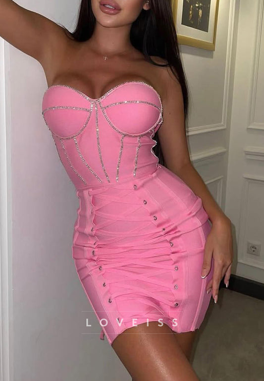 Sweetheart Lace-Up Fitted Sheath Party Homecoming Dress