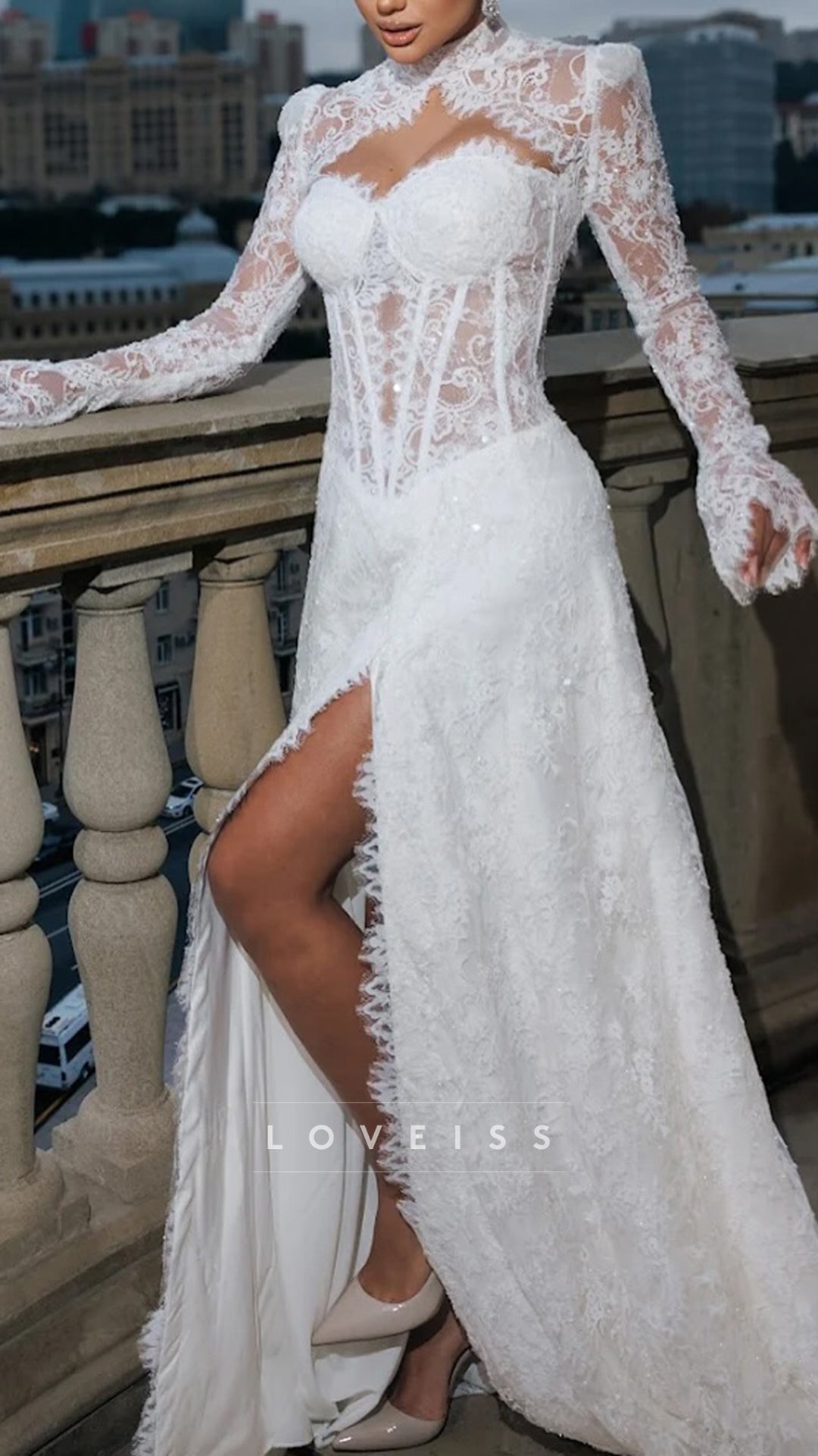 Sweetheart Lace Appliques A-Line Long Sleeves Wedding Dress
