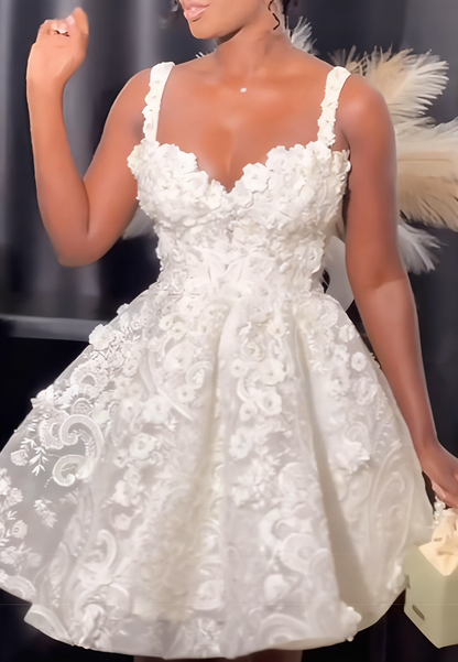 Sweetheart Lace Appliques A-Line Short Wedding Dress