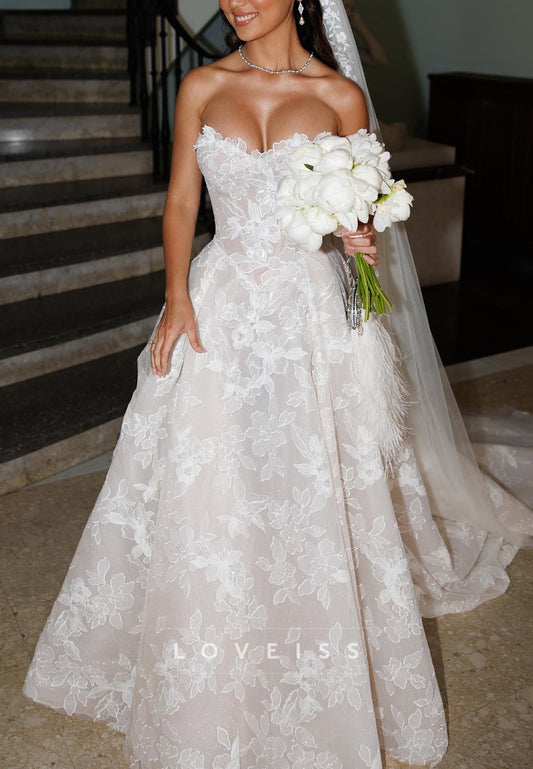 Sweetheart Lace Appliques A-Line Wedding Dress