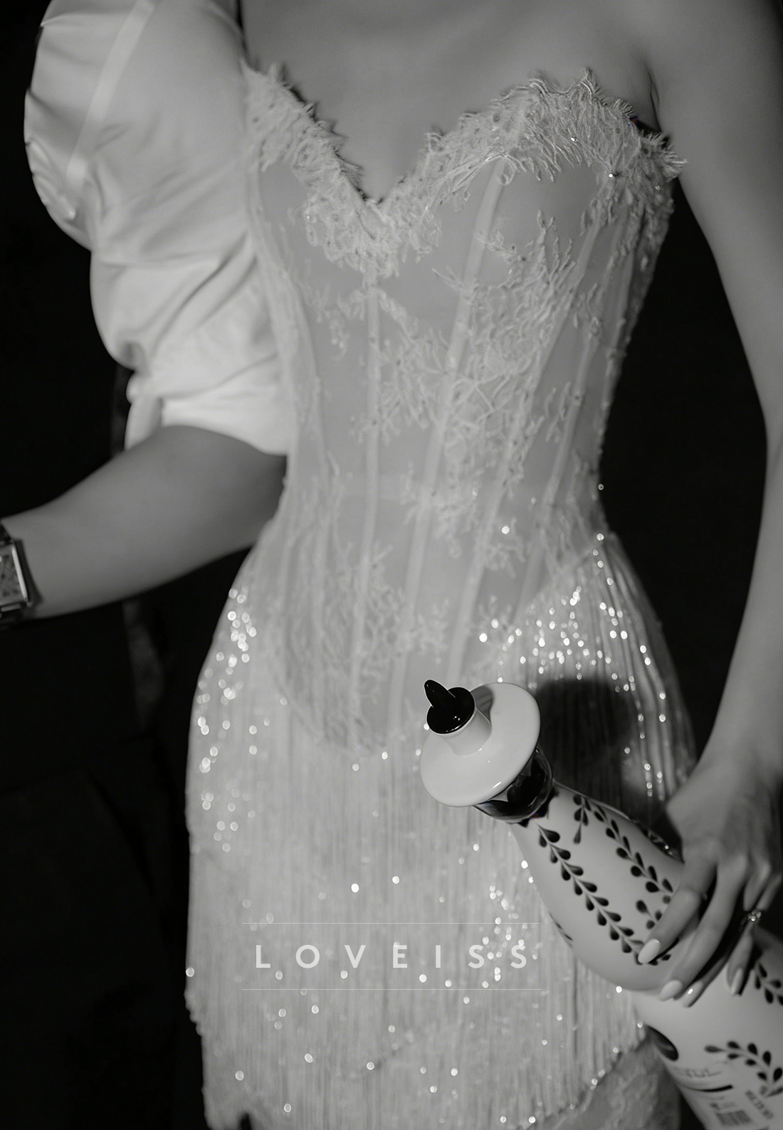 Sweetheart Lace Appliques Beaded Fringe A-Line Short Wedding Dress