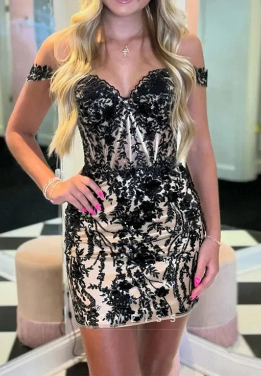 Sweetheart Lace Appliques Fitted Sheath Party Homecoming Dress