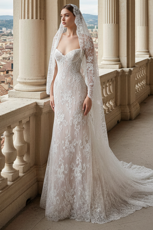Sweetheart Lace Appliques Mermaid Sleeveless Wedding Dress