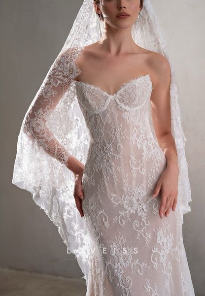 Sweetheart Lace Appliques Mermaid Sleeveless Wedding Dress