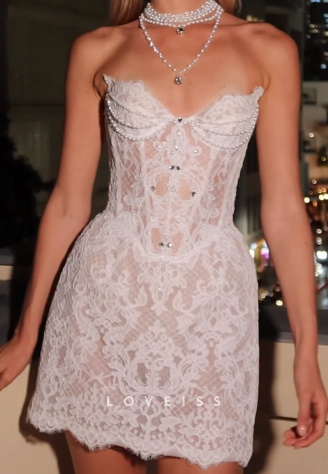 Sweetheart Lace Appliques Short A-Line Wedding Dress