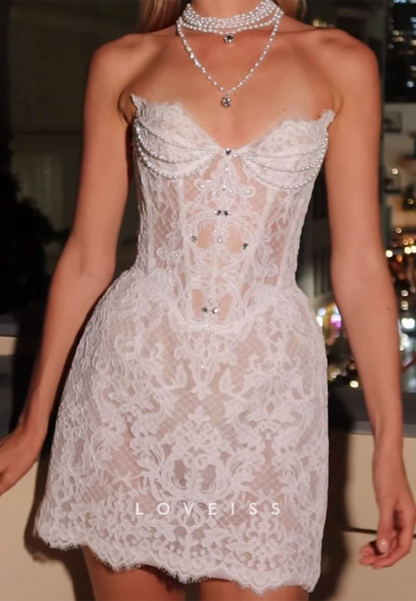 Sweetheart Lace Appliques Short A-Line Wedding Dress