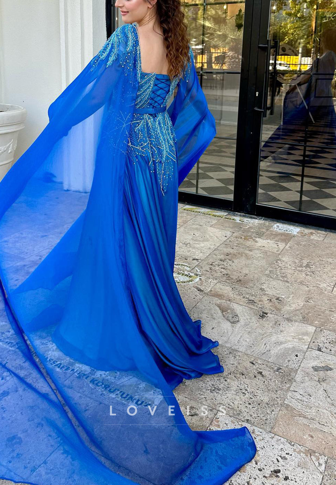 Sweetheart Long Sleeves Beaded A-Line Prom Dress