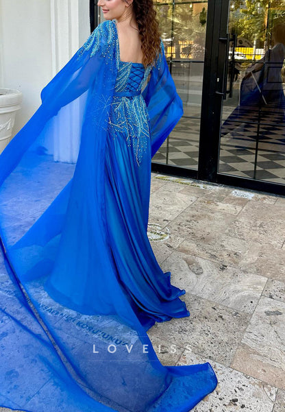 Sweetheart Long Sleeves Beaded A-Line Prom Dress