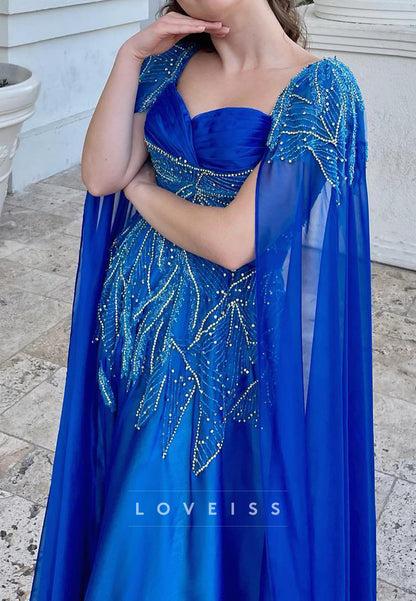 Sweetheart Long Sleeves Beaded A-Line Prom Dress