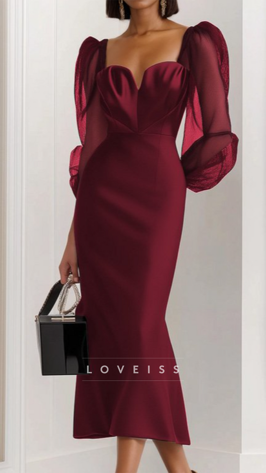 Sweetheart Long Sleeves Mermaid Cocktail Dress