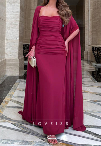 Sweetheart Long Sleeves Pleated Mermaid Formal Dress