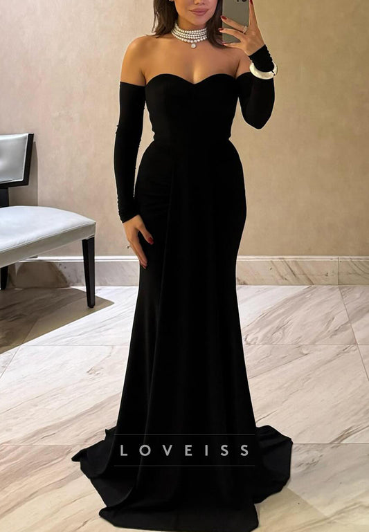 Sweetheart Long Sleeves Simple Mermaid Evening Dress