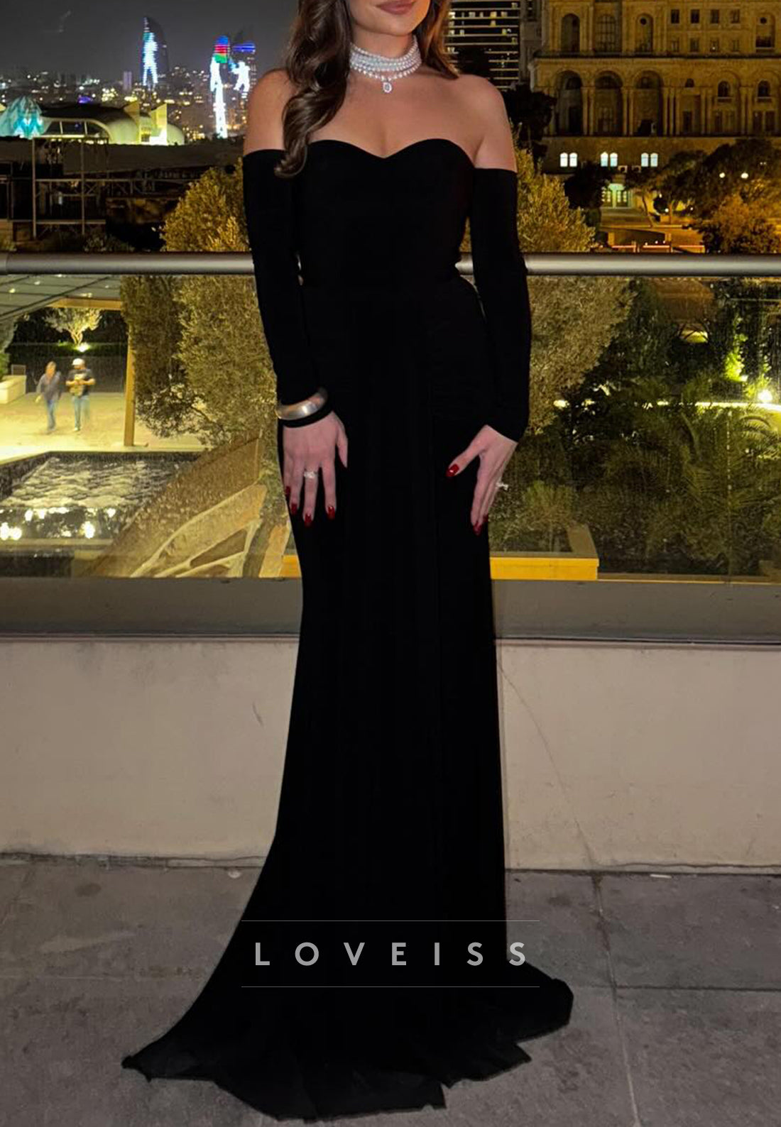Sweetheart Long Sleeves Simple Mermaid Evening Dress