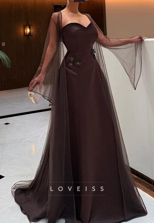Sweetheart Long Sleeves Sleek A-Line Formal Dress