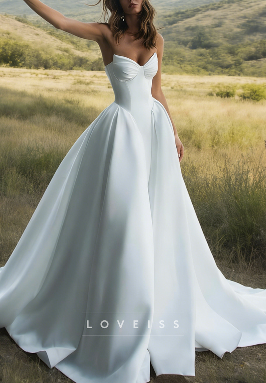 Sweetheart Mikado Satin Sleeveless A-Line Wedding Dress