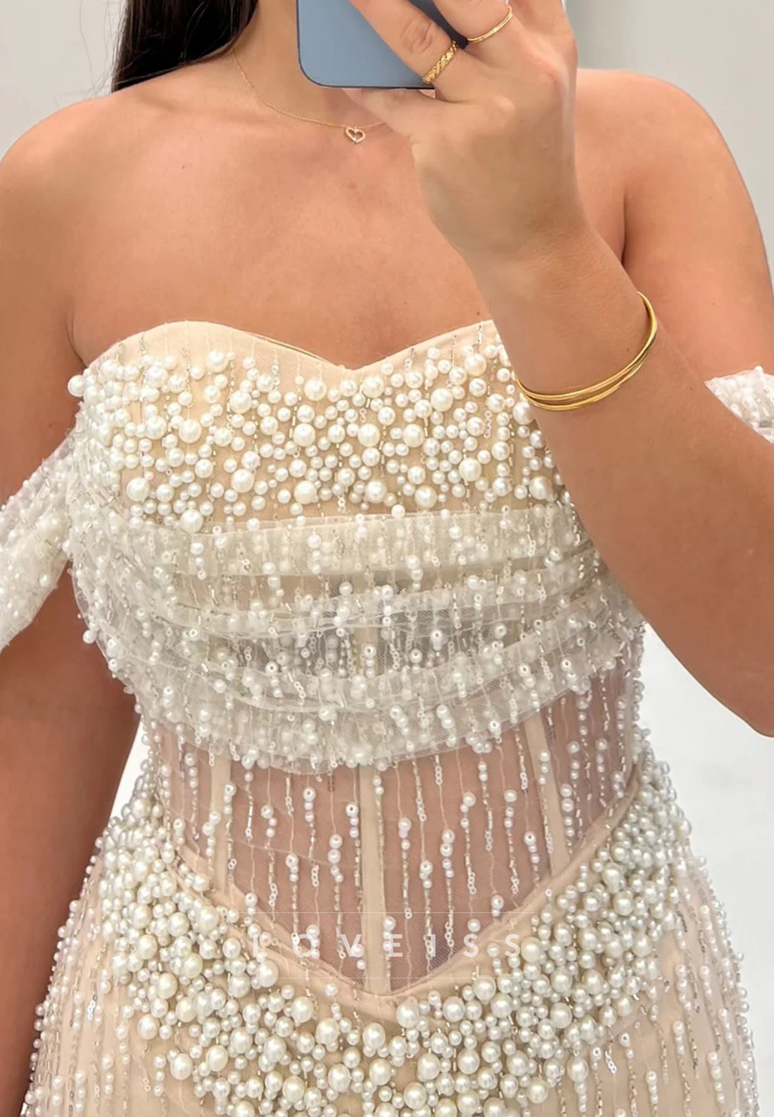 Sweetheart Pearl Beaded Embroidery Mermaid Prom Dress