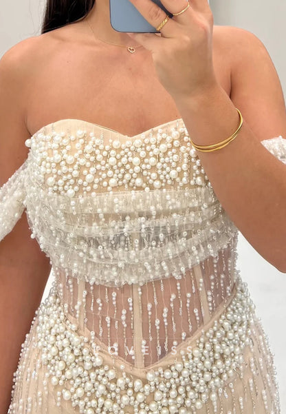 Sweetheart Pearl Beaded Embroidery Mermaid Prom Dress