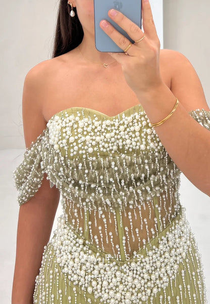 Sweetheart Pearl Beaded Embroidery Mermaid Prom Dress