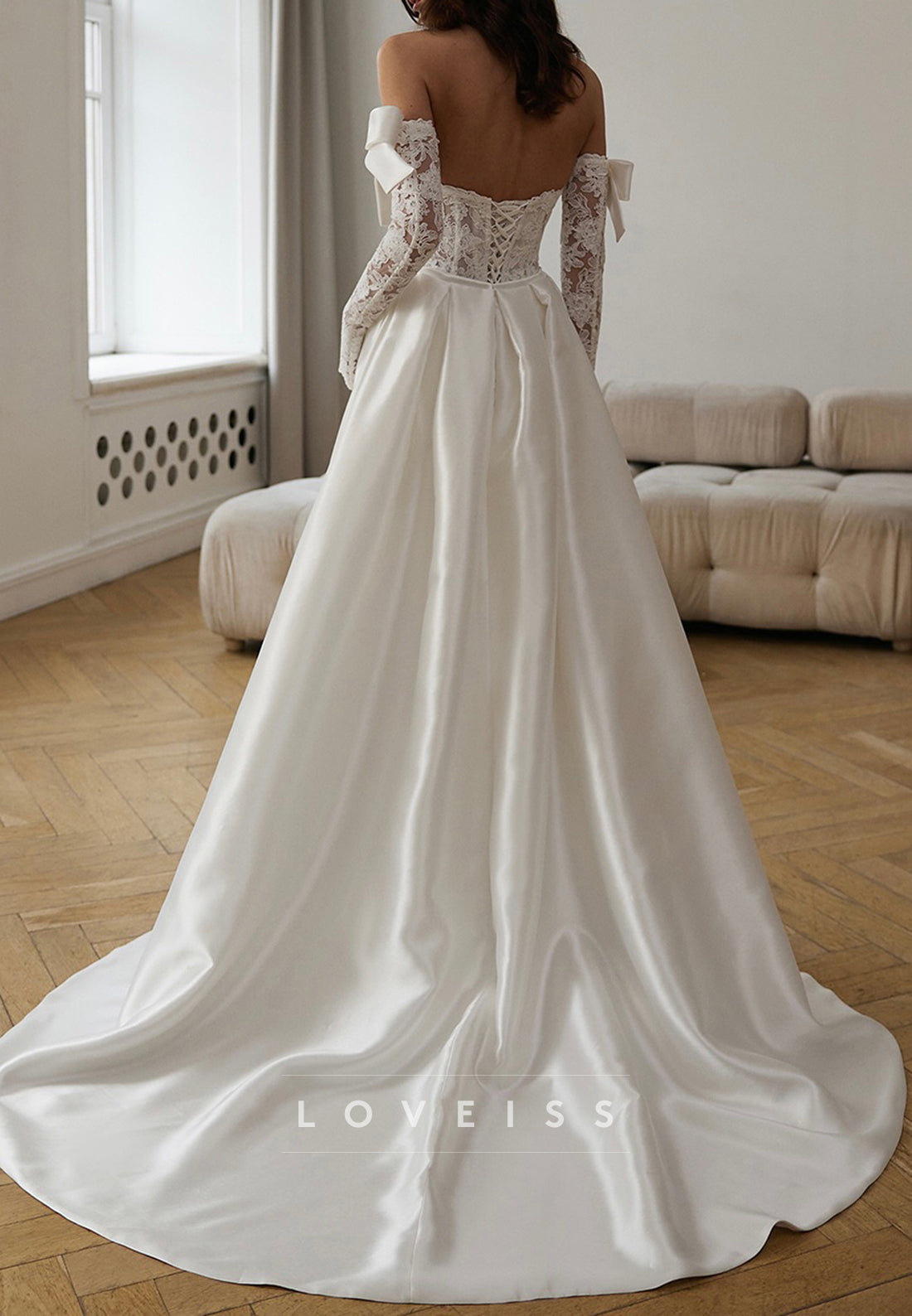 Sweetheart Pearl Lace Appliques Mermaid Wedding Dress