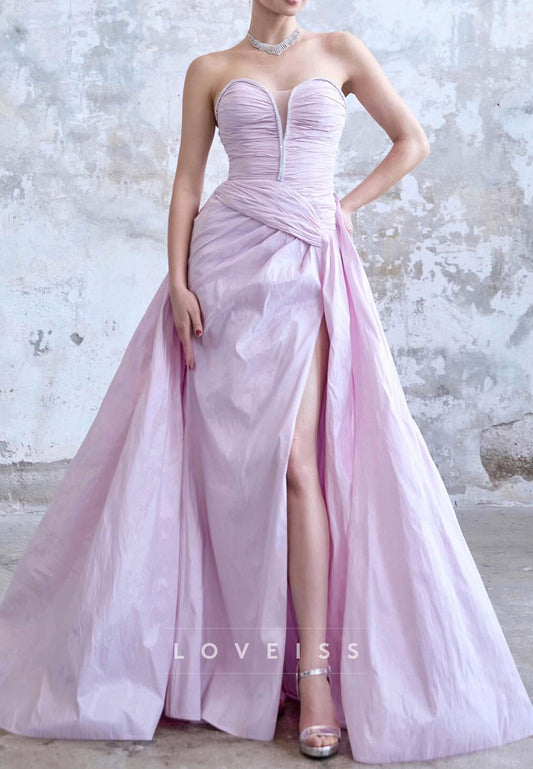 Sweetheart Pleated Sleeveless Sheath Prom Dress