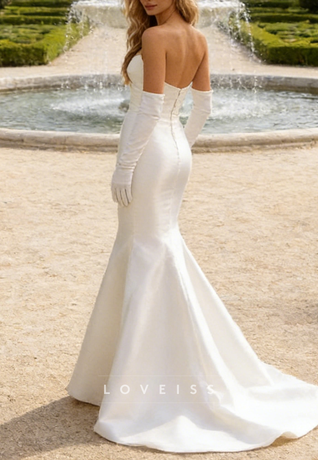 Sweetheart Satin Mermaid Wedding Dress with Gloves