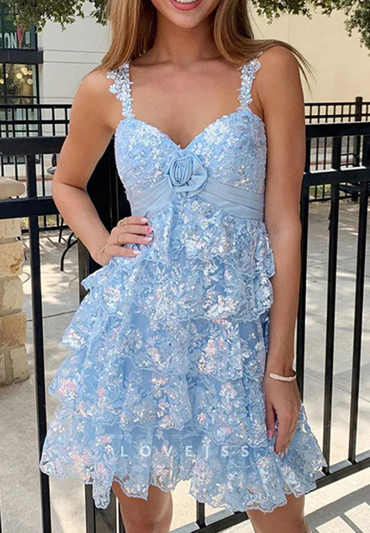 Sweetheart Sequins Appliques A-Line Homecoming Dress