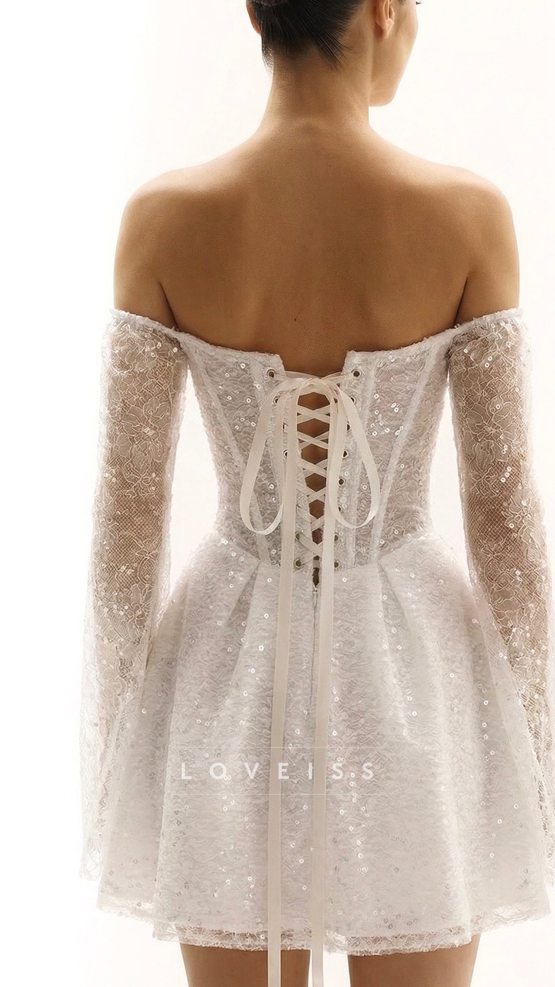 Sweetheart Sequins Appliques A-Line Short Wedding Dress