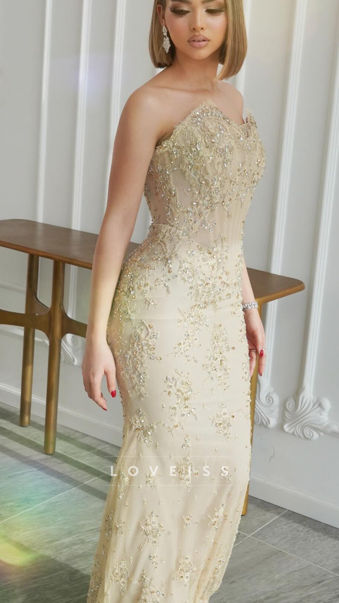 Sweetheart Sequins Appliques Mermaid Evening Dress