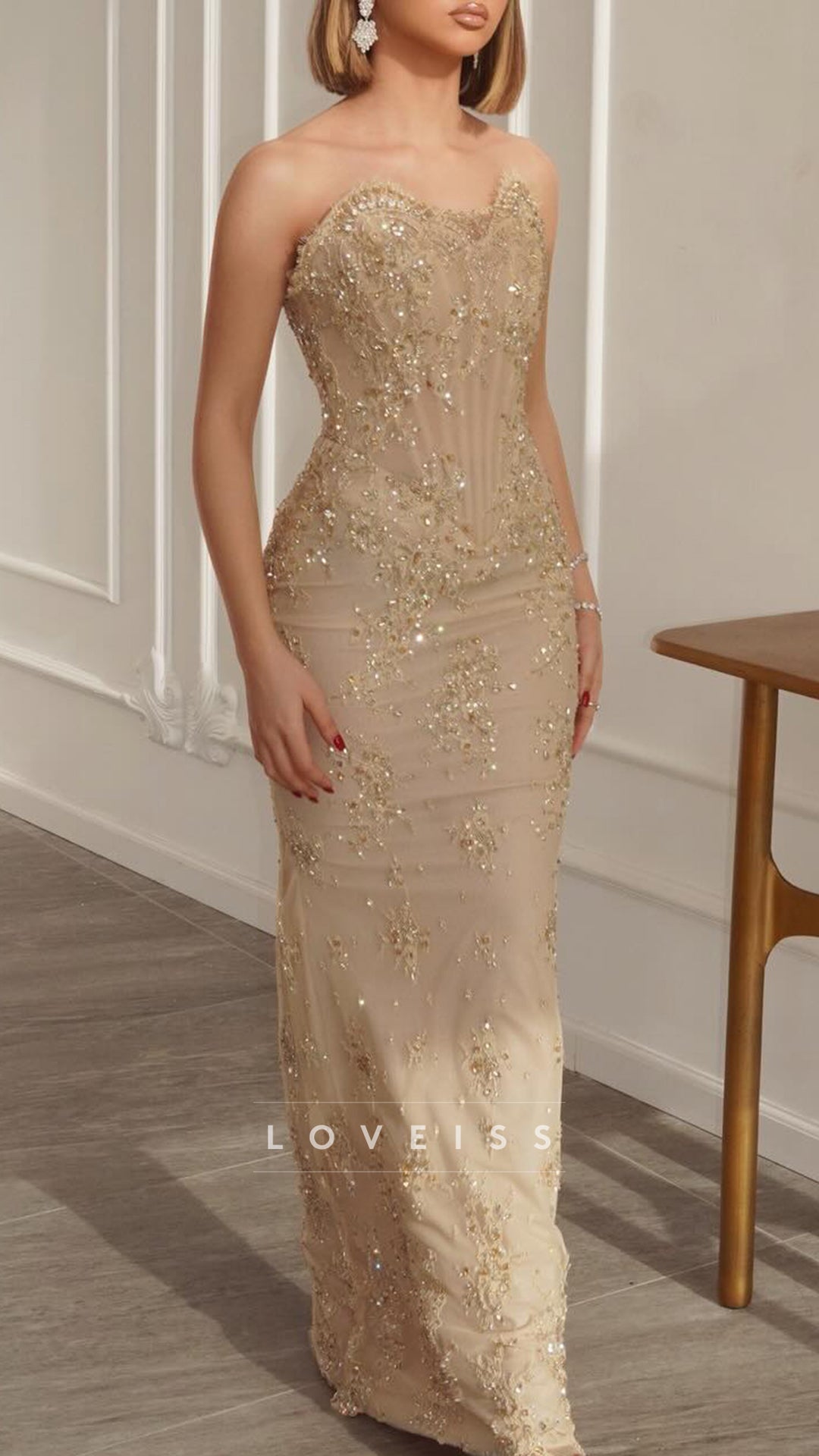 Sweetheart Sequins Appliques Mermaid Evening Dress