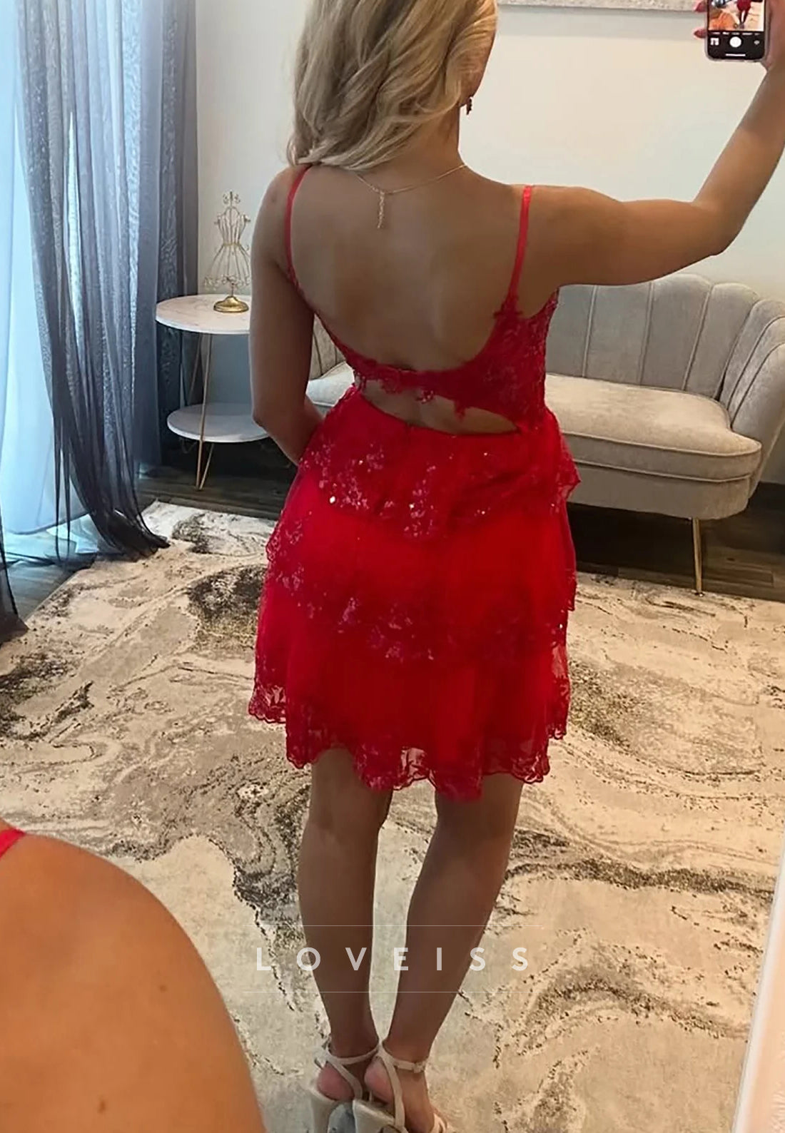 Sweetheart Sequins Appliques Sparkly Tiered A-Line Homecoming Dress