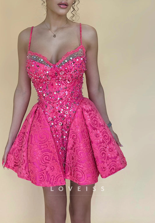 Sweetheart Sequins Beaded Appliques A-Line Party Homecoming Dress