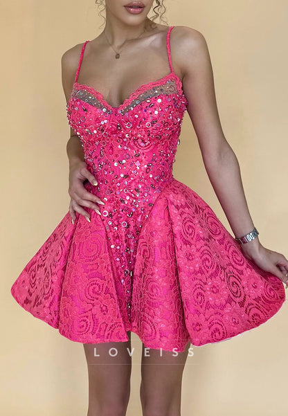 Sweetheart Sequins Beaded Appliques A-Line Party Homecoming Dress