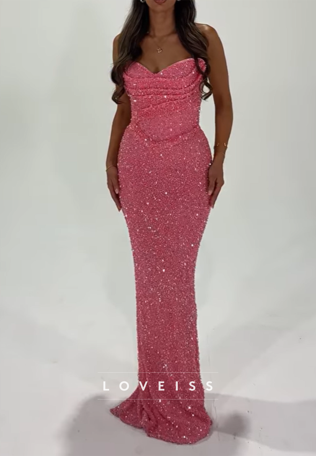 Sweetheart Sequins Sleeveless Sparkly Mermaid Prom Dress