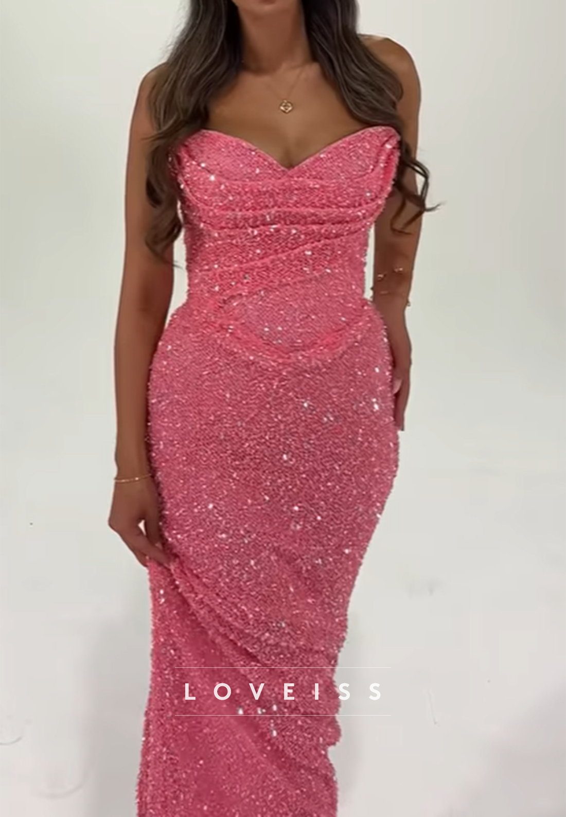 Sweetheart Sequins Sleeveless Sparkly Mermaid Prom Dress