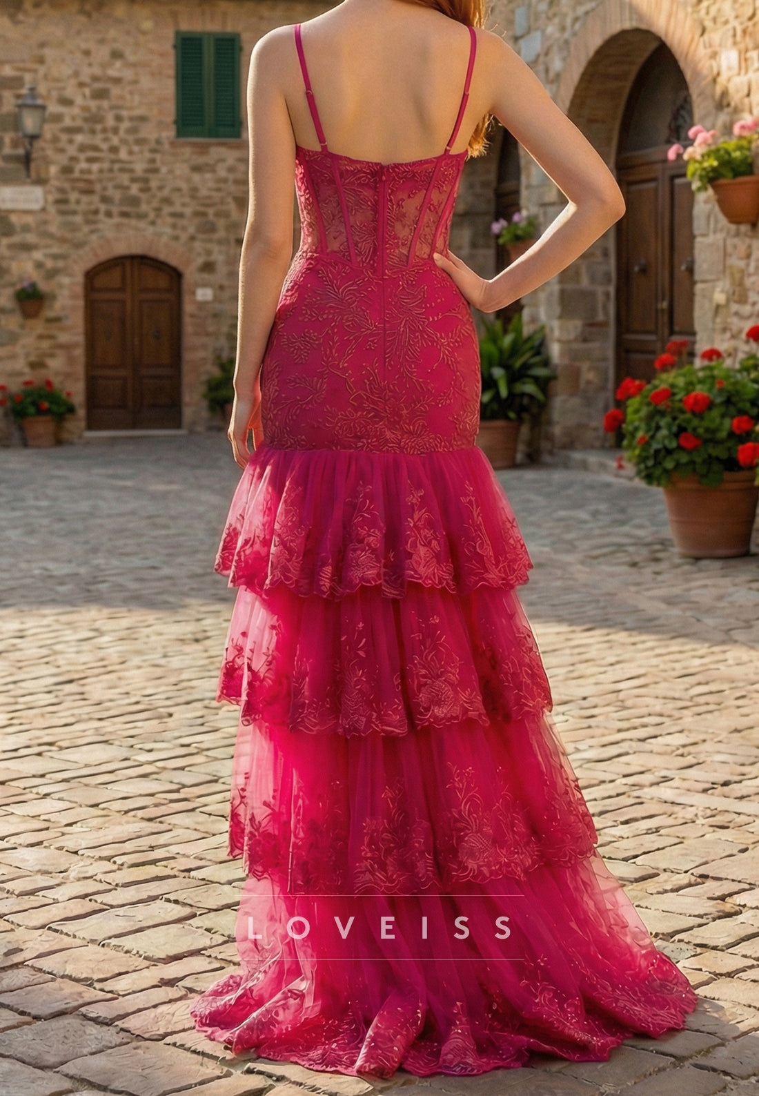 Sweetheart Sequins Tiered Appliques A-Line Prom Dress